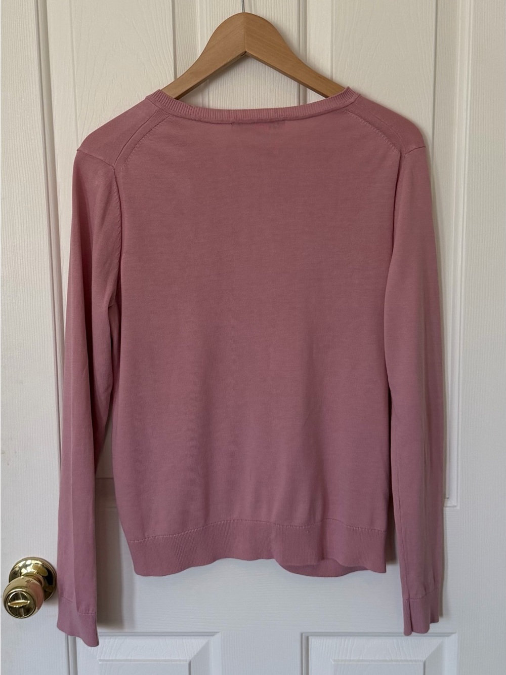 LOFT Pink Crewneck Button-Front Cardigan - Picture 2 of 6